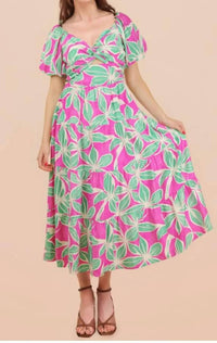 Very J - Women's Kate Floral Puff Sleeve Cutout Midi Dress