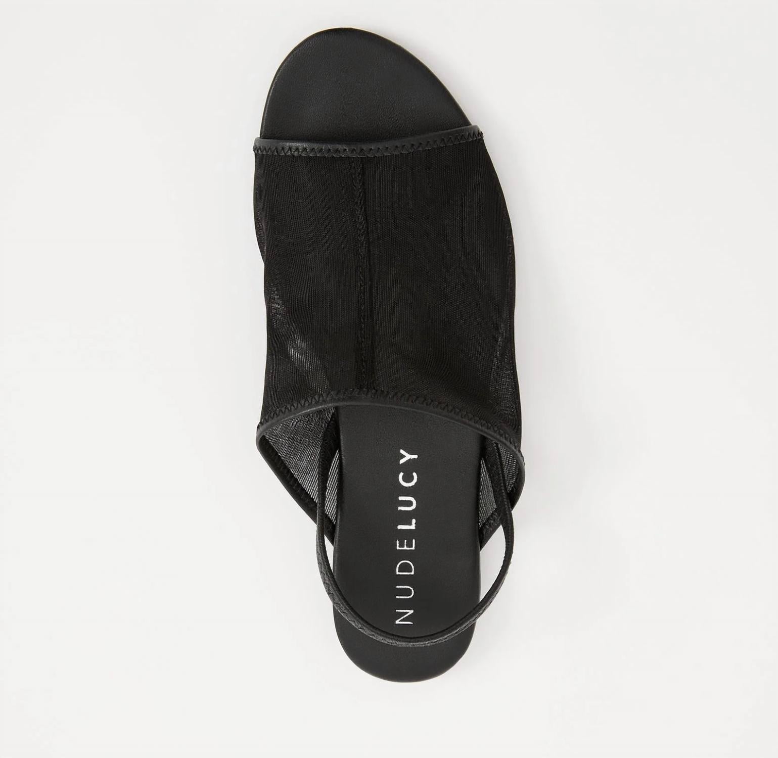 Nude Lucy Women's Eris Mesh Slingback Sandals in black - women's sandal - detail view