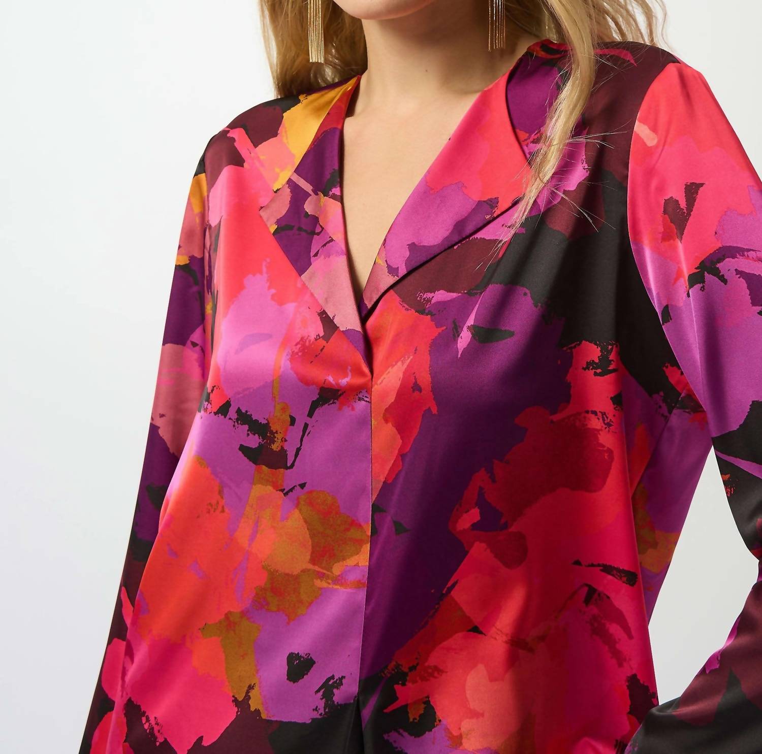 Joseph Ribkoff - Recycled Satin Floral Print Straight Top