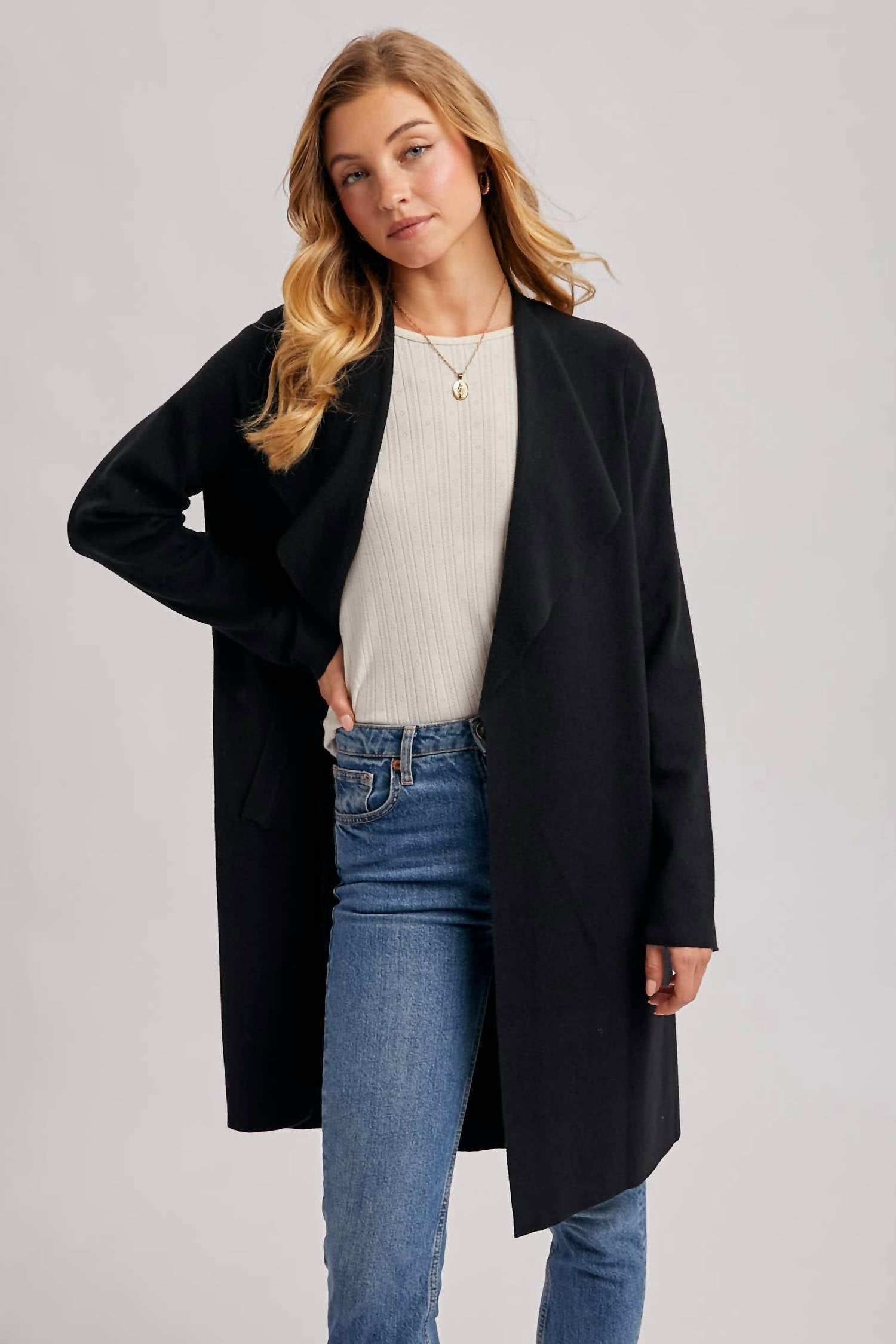 Bluivy - Modern Open Front Longline Cardigan