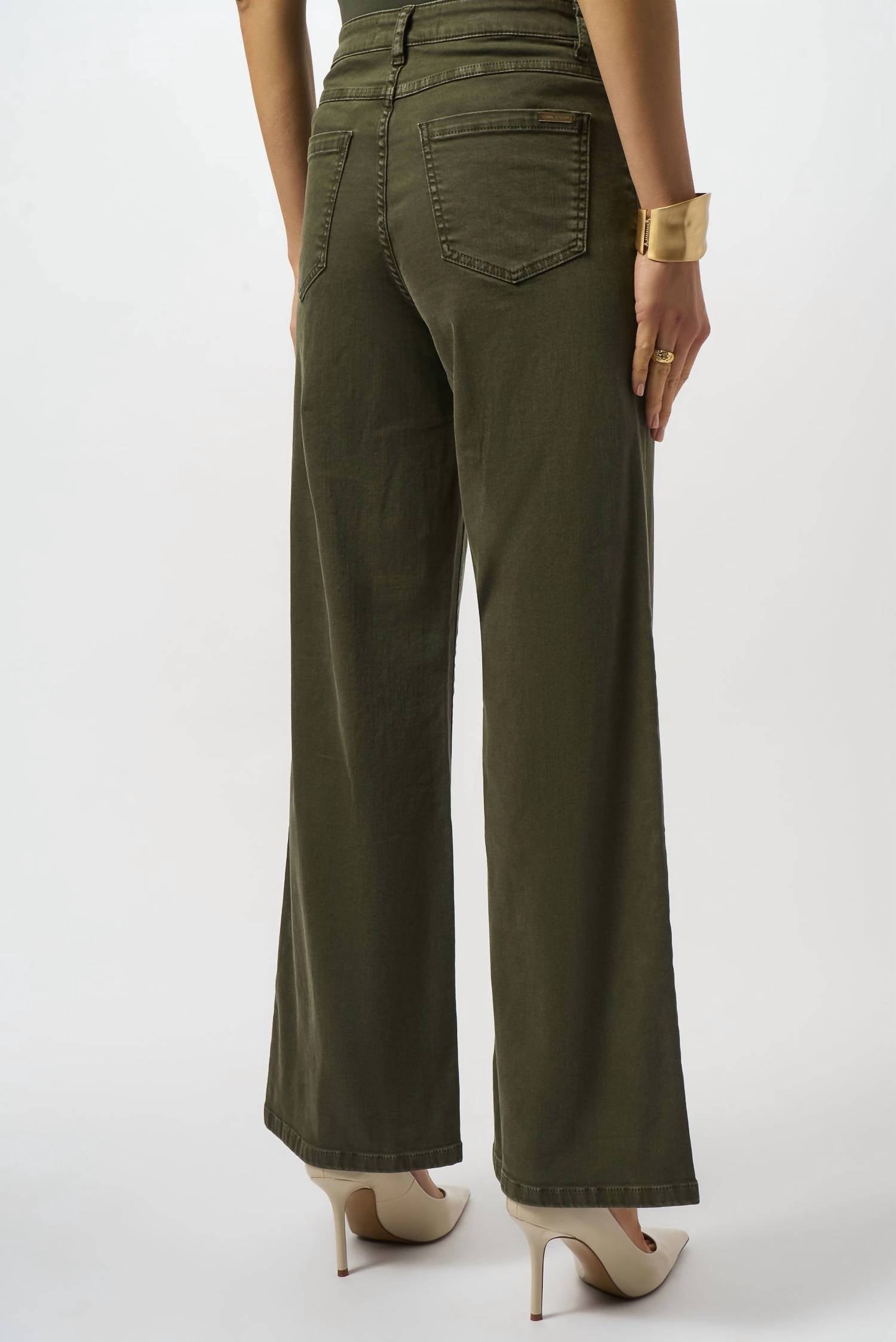 Joseph Ribkoff Goldie Classic Wide-leg Stretch Jeans in avocado - women's jeans - detail view