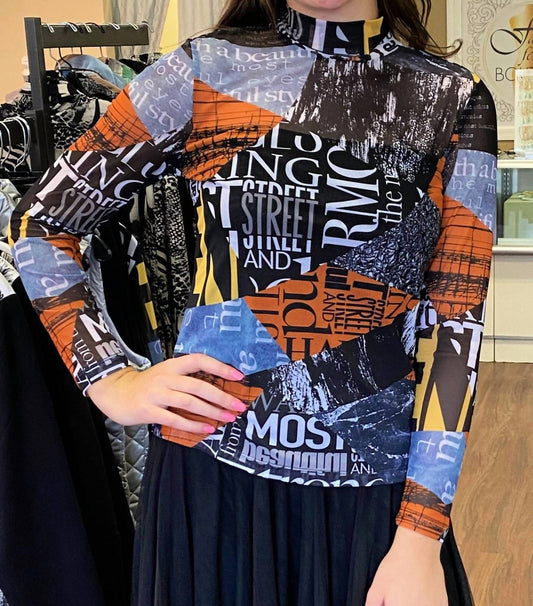 Dolcezza - Sheer Mockneck Mesh Top