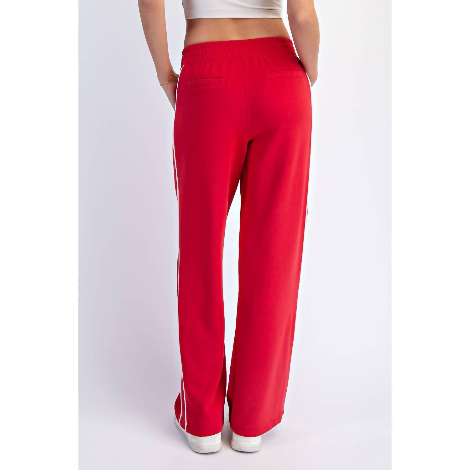 RAE MODE Scuba Wide Leg Pant in red - women's pants - alternate view