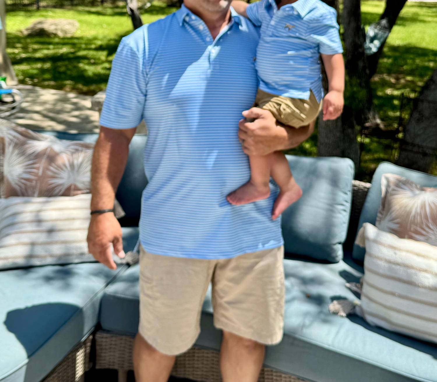 Fieldstone Boy's Signature Performance Polo Top in baby blue - kids' t-shirt - alternate view
