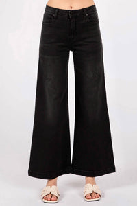 Letter to Juliet Sofia Wide Leg Culotte in washed black - women's jeans