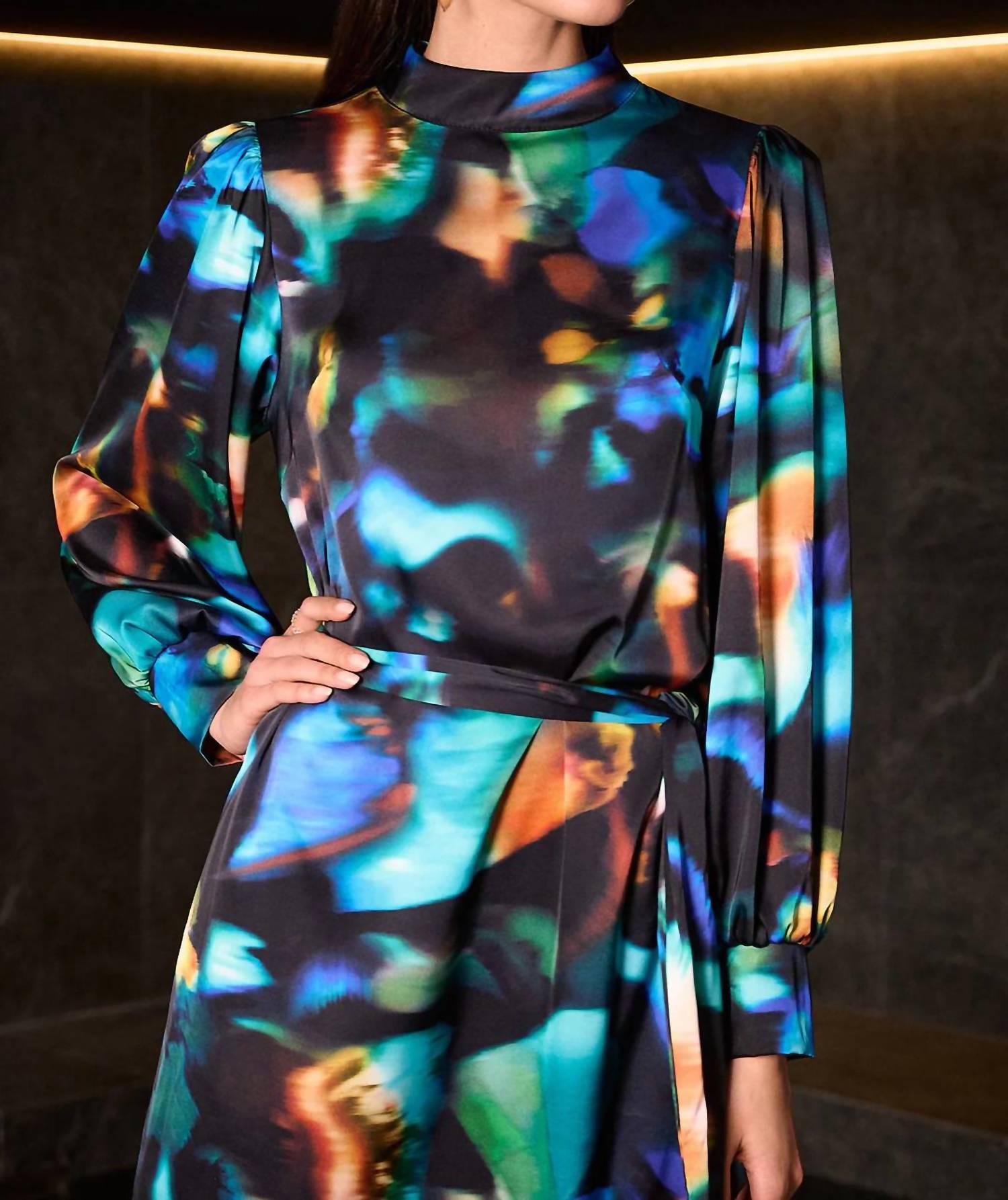 Joseph Ribkoff - Abstract Print Belted Straight Dress