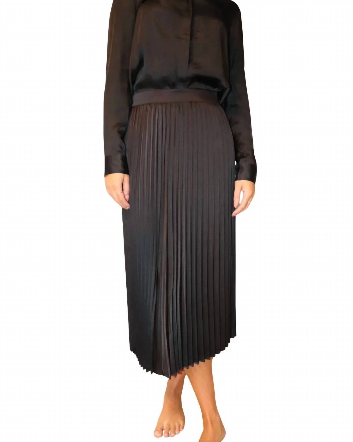 The Burgess Collection - Sarah Pleated Satin Midi Skirt