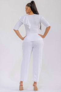Karen T Design Pull-on Wide Leg Pants in white - women's pants - detail view