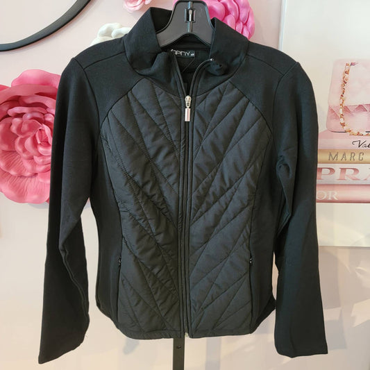 Apny - french terry quilted zip front jacket