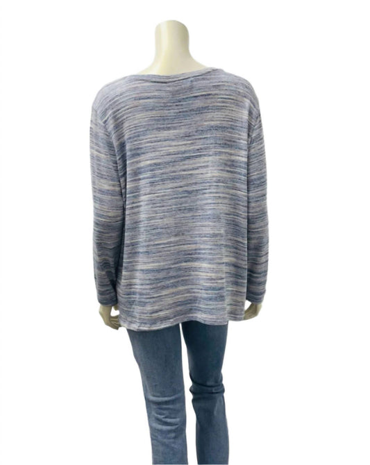 Fdj - Women's V-neck Spacedye Striped Top