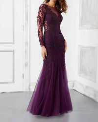 MGNY Long Sleeve Dress in egglant - women's dress