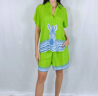 IslaPayal Women's Verona Top in zebra lime - women's t-shirt