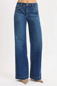 Risen - Mid-rise Wide Iron Press Line Detail Western Jeans