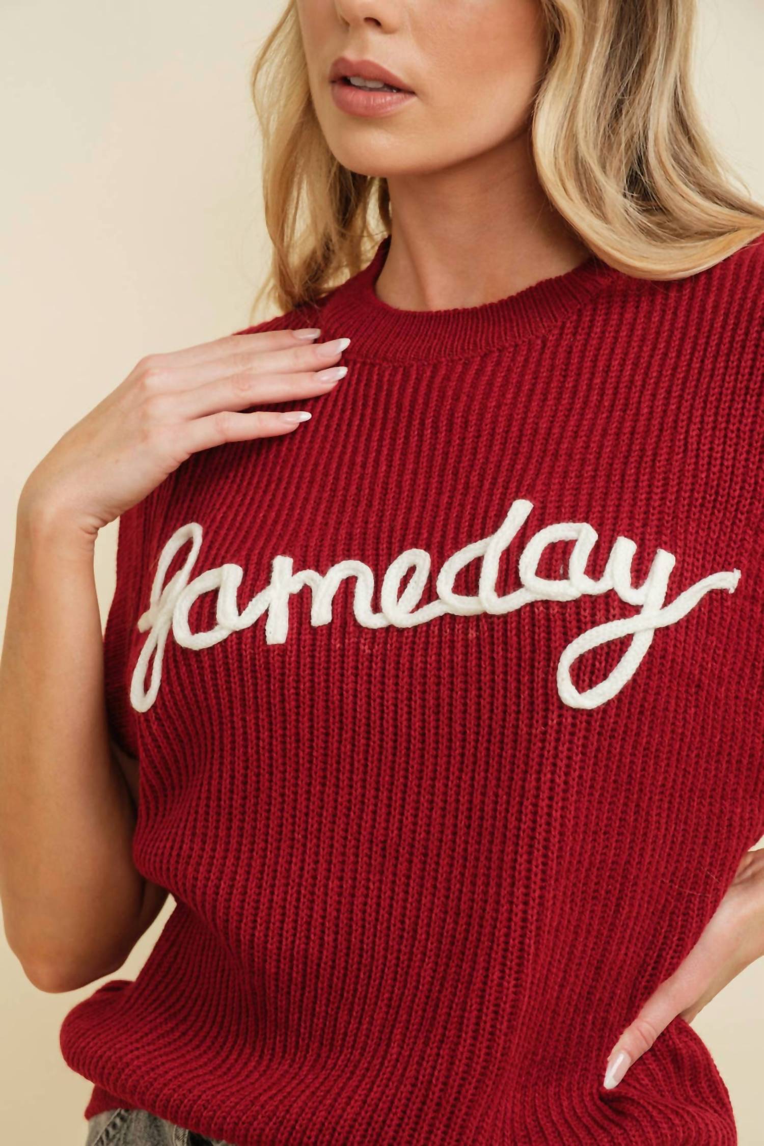 Cloud Ten Gameday Sleeveless Sweater Vest in red - women's sweater - view 4