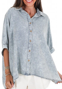 Mittoshop - Prairie Skys Striped Button Down Top
