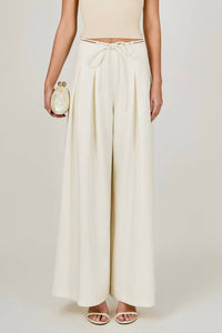 endless rose Waist Tape With High Waist Long Pant in cream - women's pants