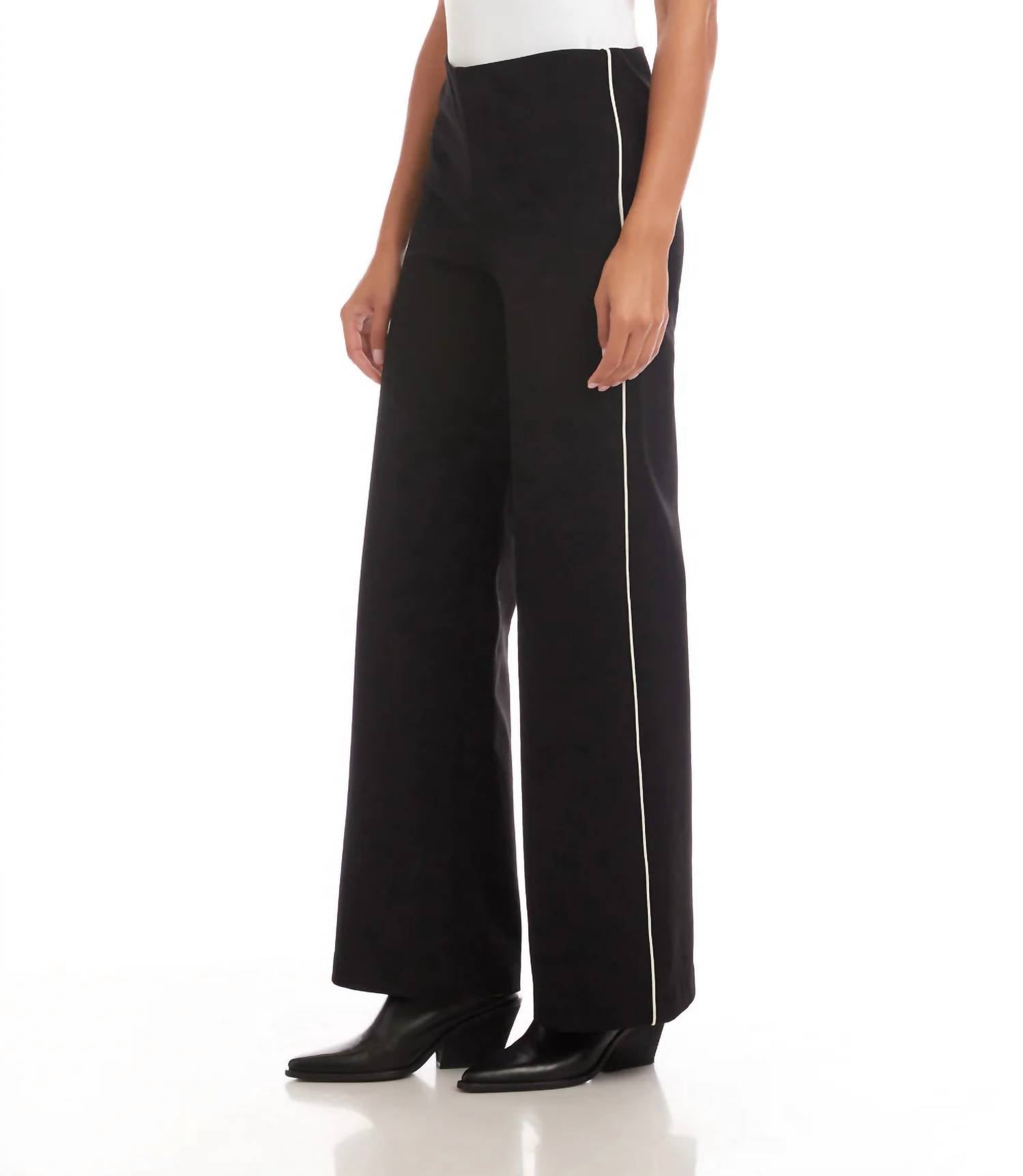 Karen Kane - Contrast Piped Wide Leg Pant