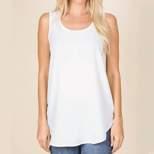 Zenana - Woven Round Neck Tank Top