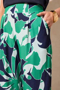 Tribal - Foliage Print Wide Leg Pull On Ankle Pant