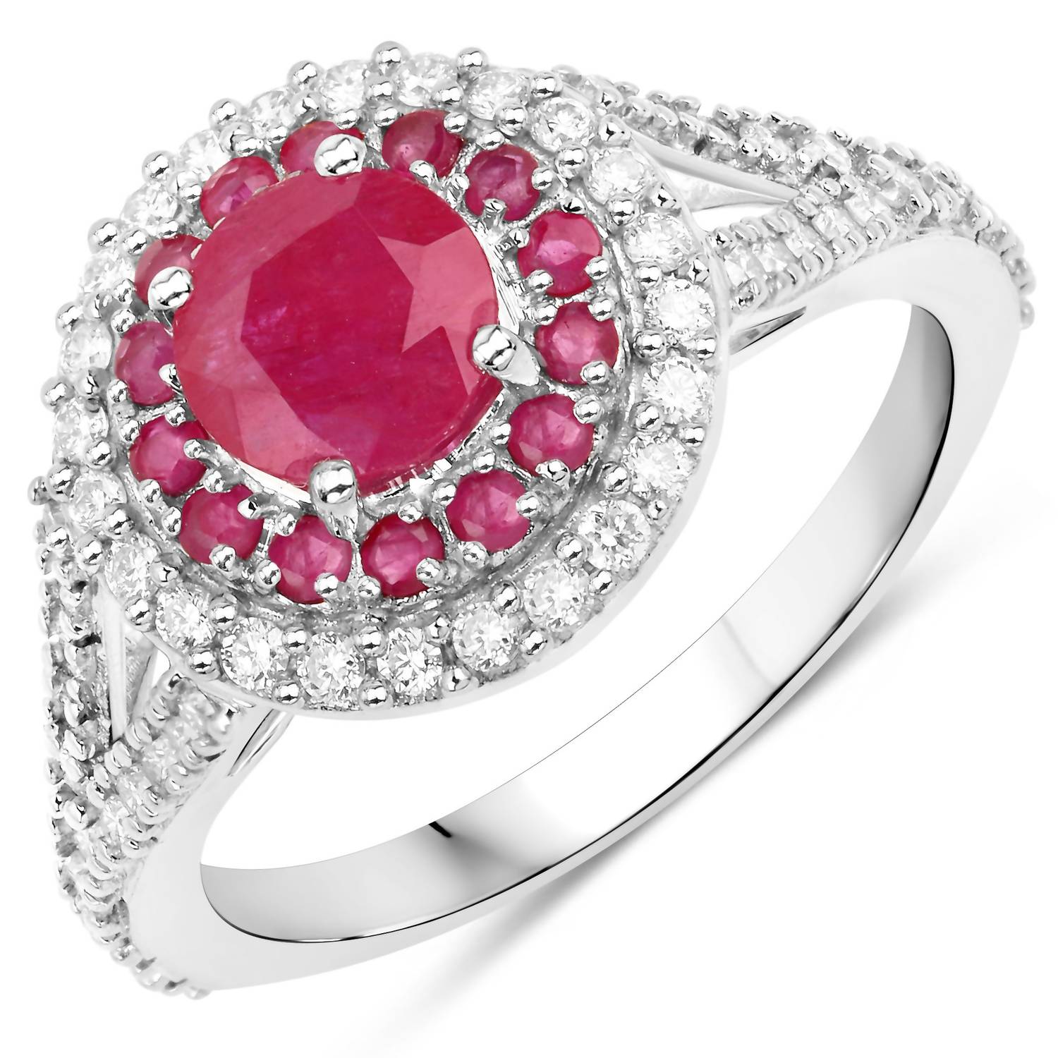 Diana M Jewels Women's Round Natural Johnson Ruby Fashion Ring (1.93 Ct) - Classic in white two tone 14k gold - women's jewelry - alternate view