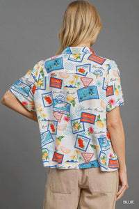 umgee Tropical Resort Print Button-down Top in multicolor - women's shirt - view 4