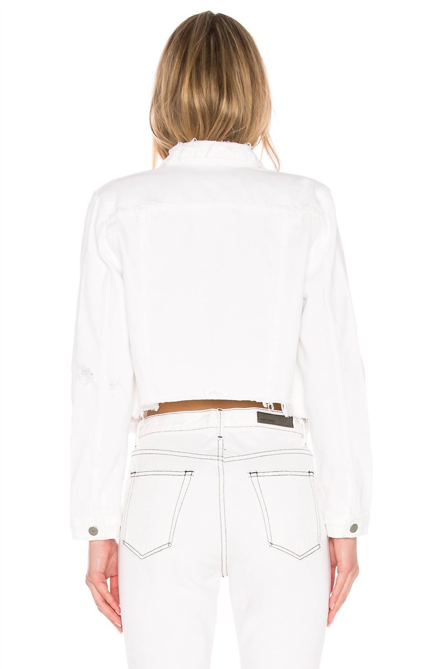 Grlfrnd - Cara Cropped Denim Distressed Jacket