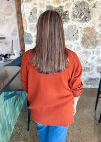 mudpie Noralee Button Sweater in rust - women's sweater - alternate view