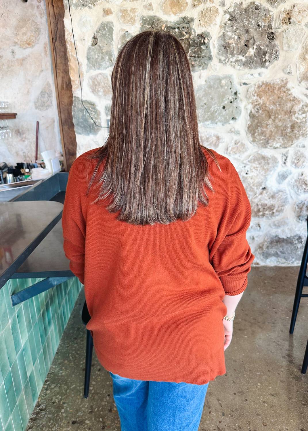mudpie Noralee Button Sweater in rust - women's sweater - alternate view