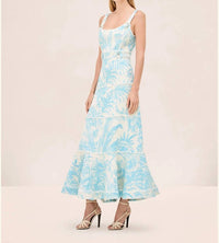 ALEXIS Kayleen Paneled Midi Dress in blue - women's dress - alternate view