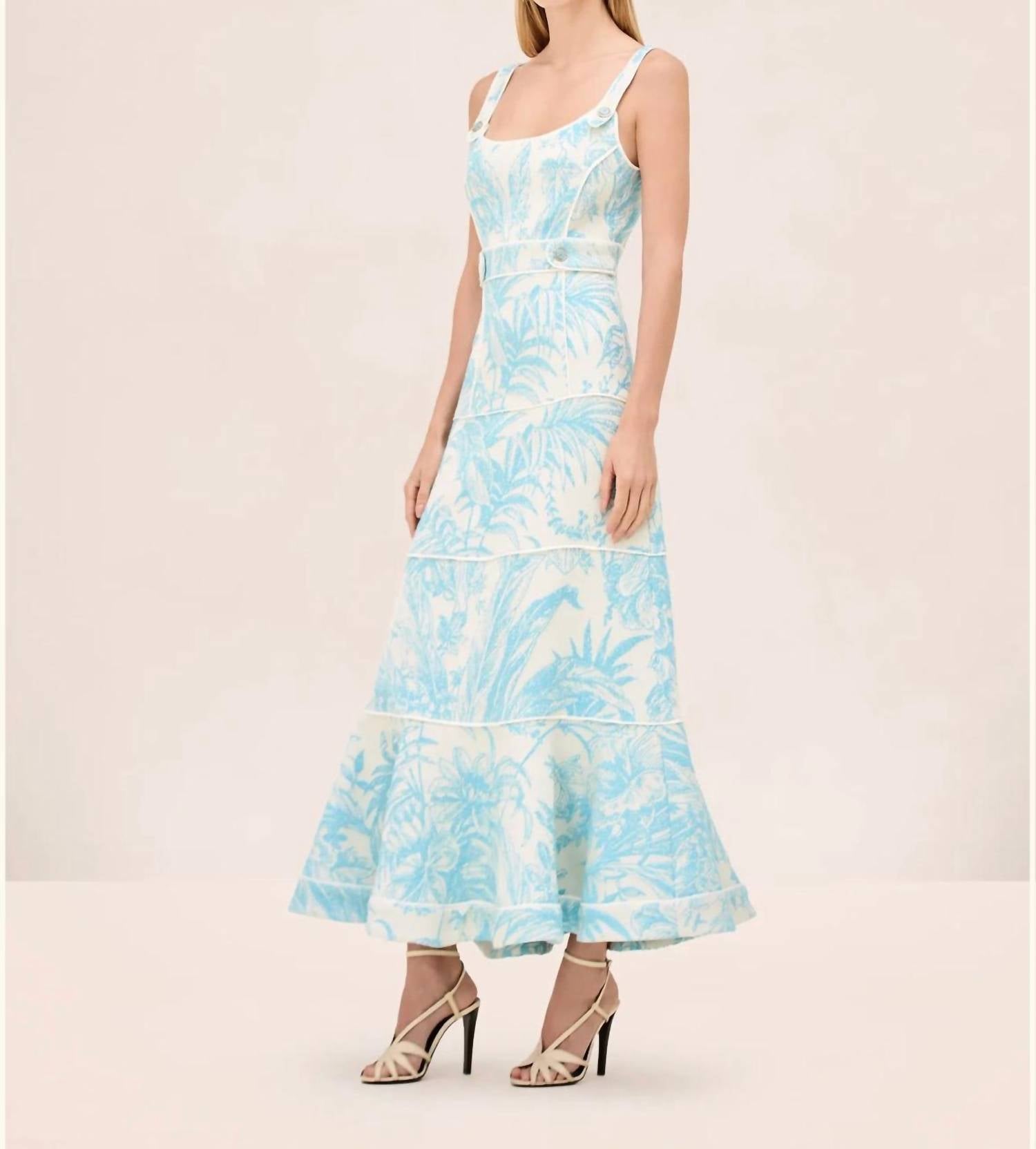 ALEXIS Kayleen Paneled Midi Dress in blue - women's dress - alternate view