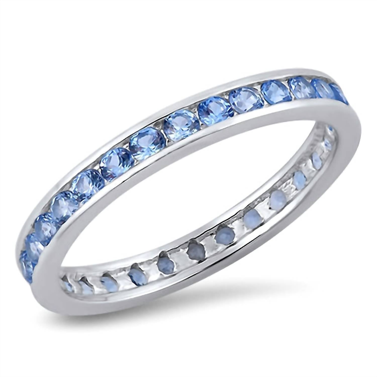 Starlette Women's Aquamarine Eternity Band in blue - women's jewelry