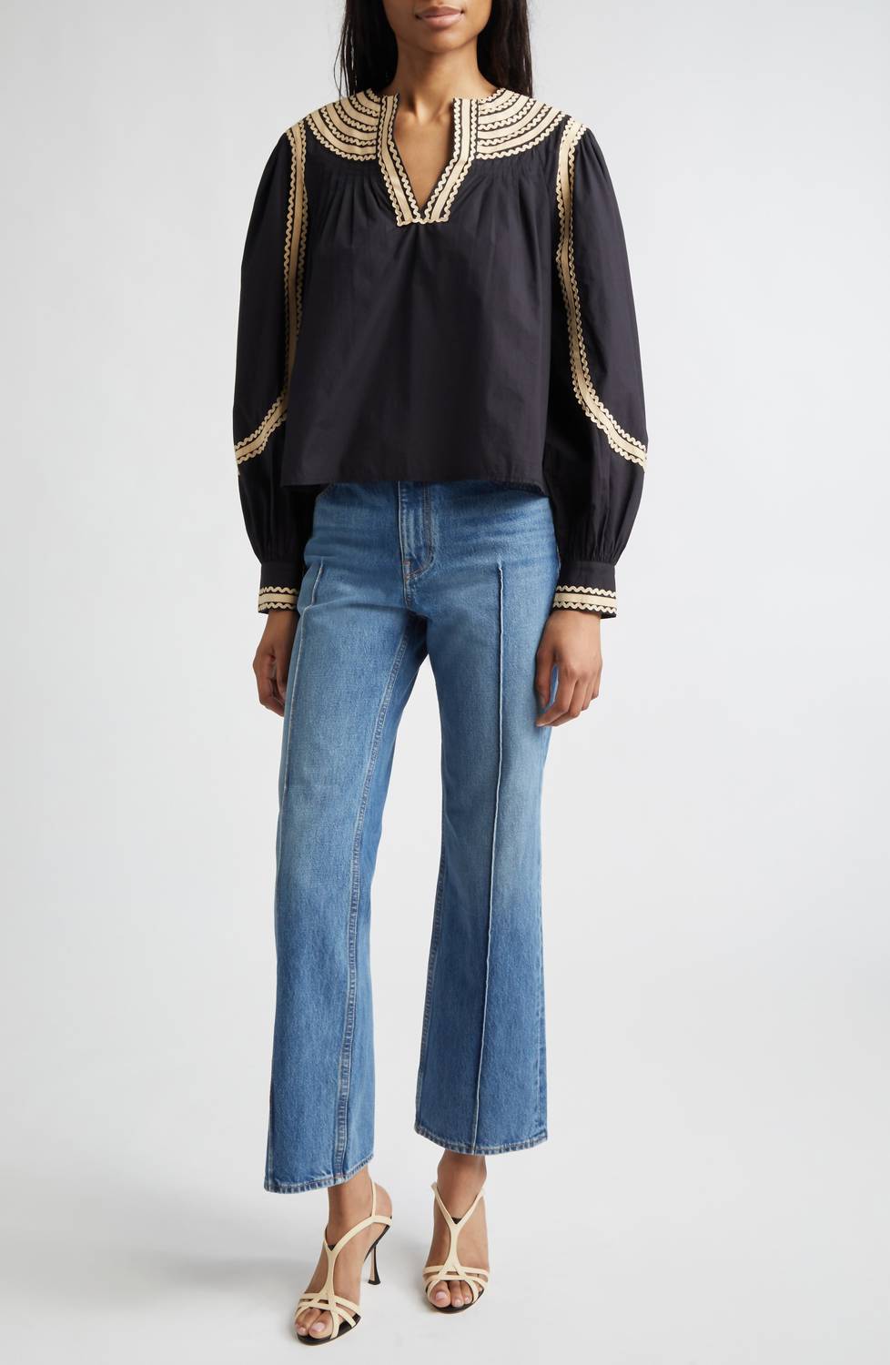 Ulla Johnson Laurenza Long Sleeve Top in noir - women's blouse - view 4
