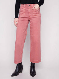 CHARLIE B Primrose Twill Wide Leg Pants in cranberry - women's jeans