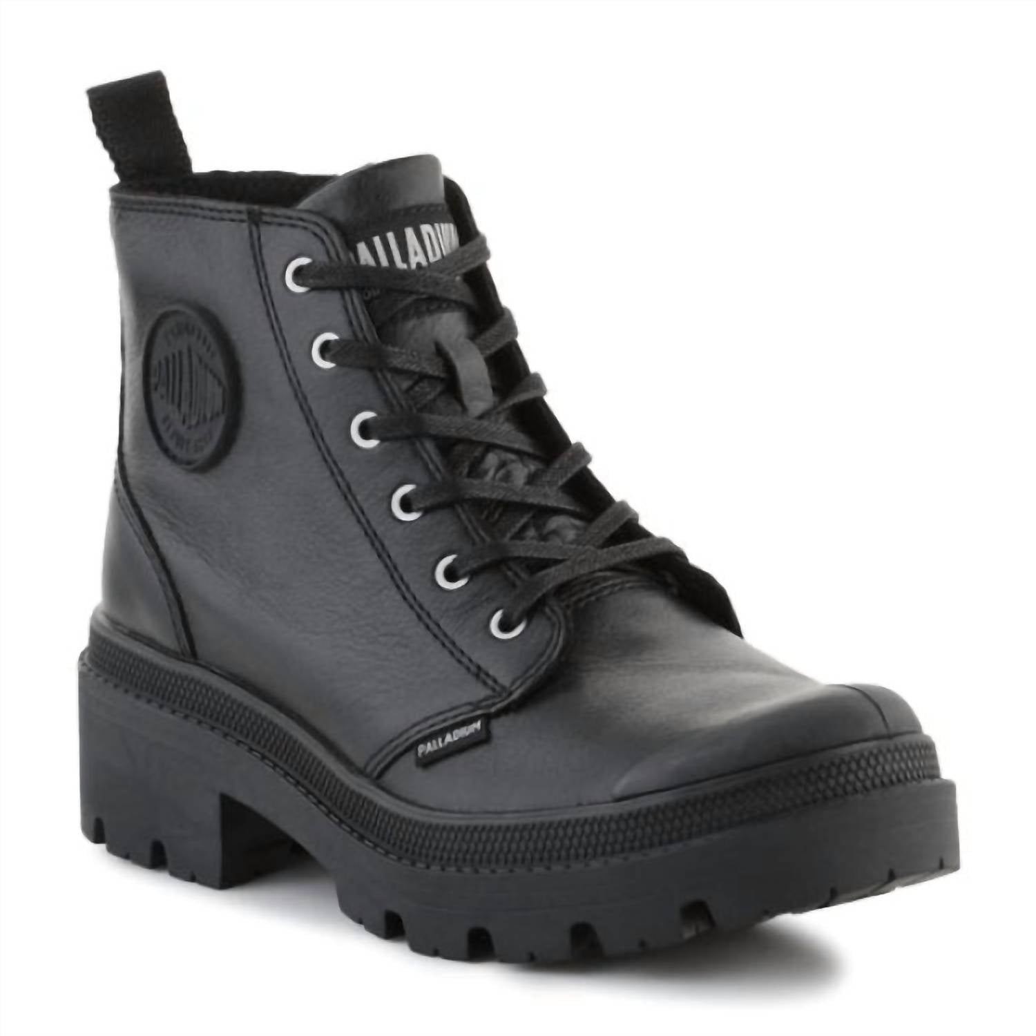 Palladium Women's Pallabase Leather Shoe in black black - women's shoe