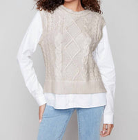 Charlie B - Foiled Crew Neck Fooler Sweater Vest