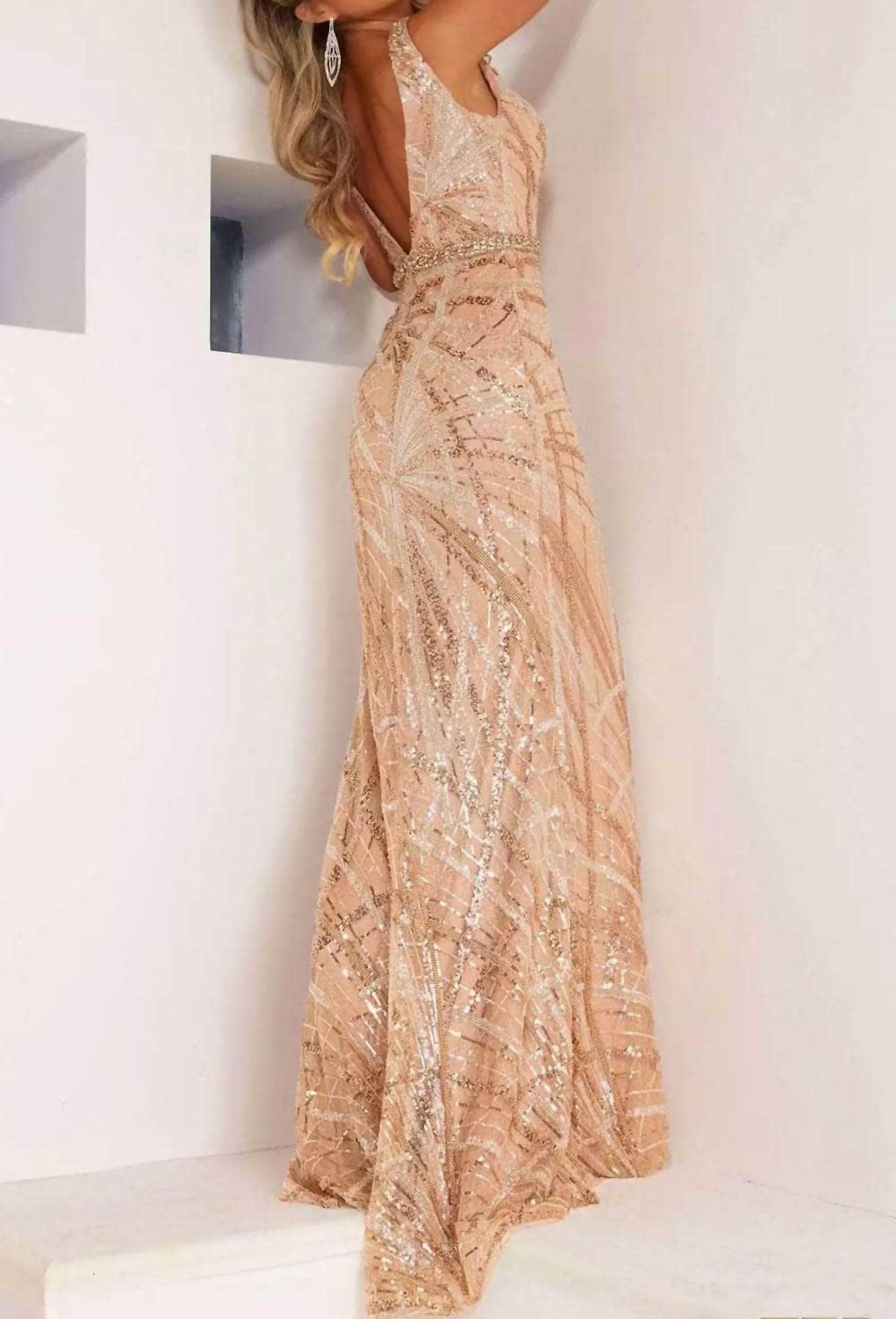 Terani Couture - V-Neck Sleeveless Gown