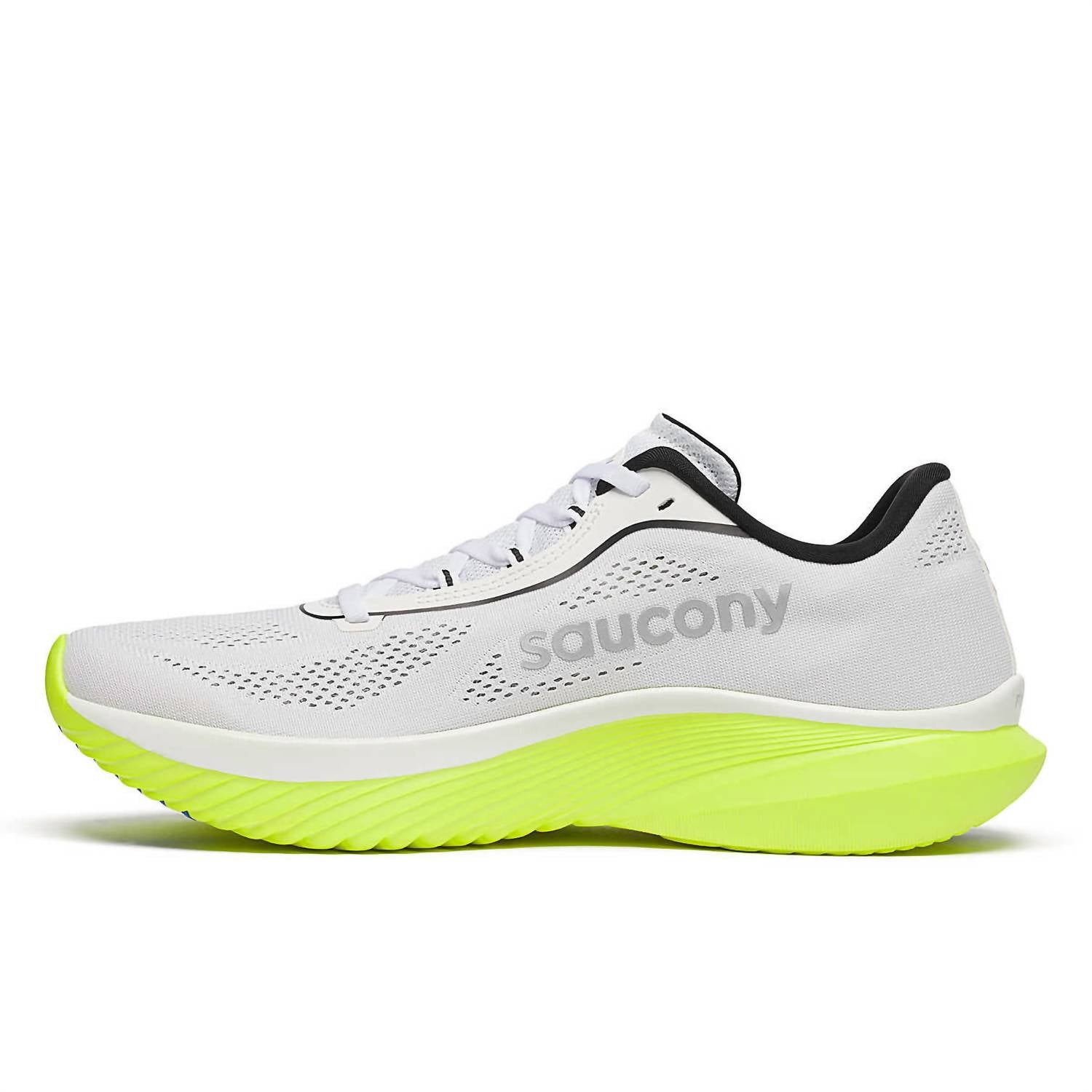 SAUCONY Men's Kinvara 15 Shoes in white citron - men's shoe - detail view