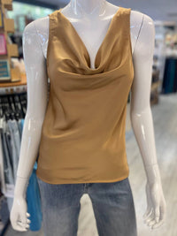Lavender Brown - Leyla Satin Cowl Neck Top