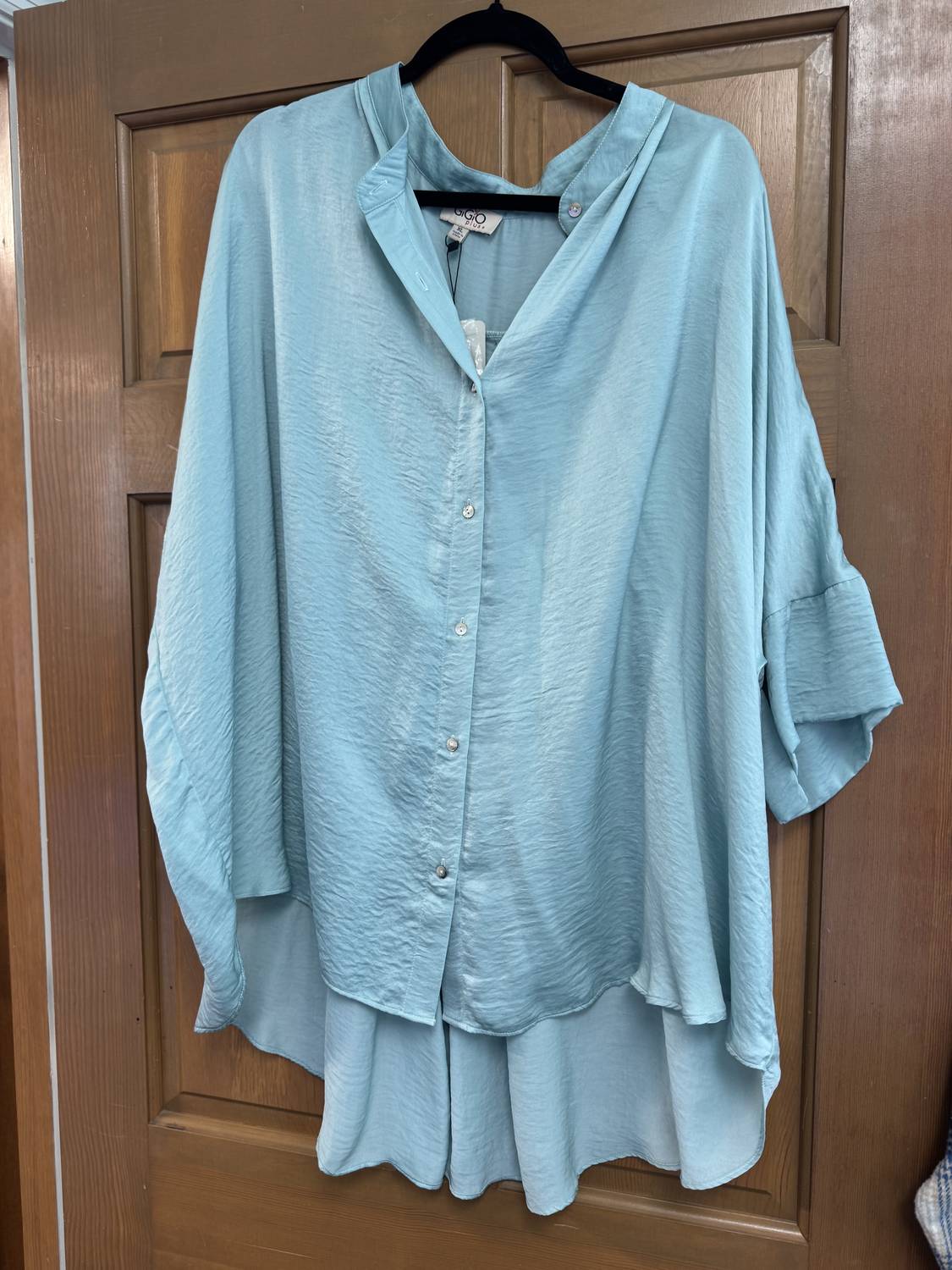Gigio - Women's Satin Button Top - Plus