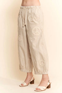 Davi & Dani - Peace Sign Pinstripe Palazzo Pants