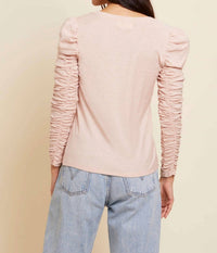 Nation Ltd - Renee Shirred Sleeve V-neck Top