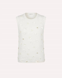 Minnie Rose - Viscose Shell With Floral Sequin Applique Blouse