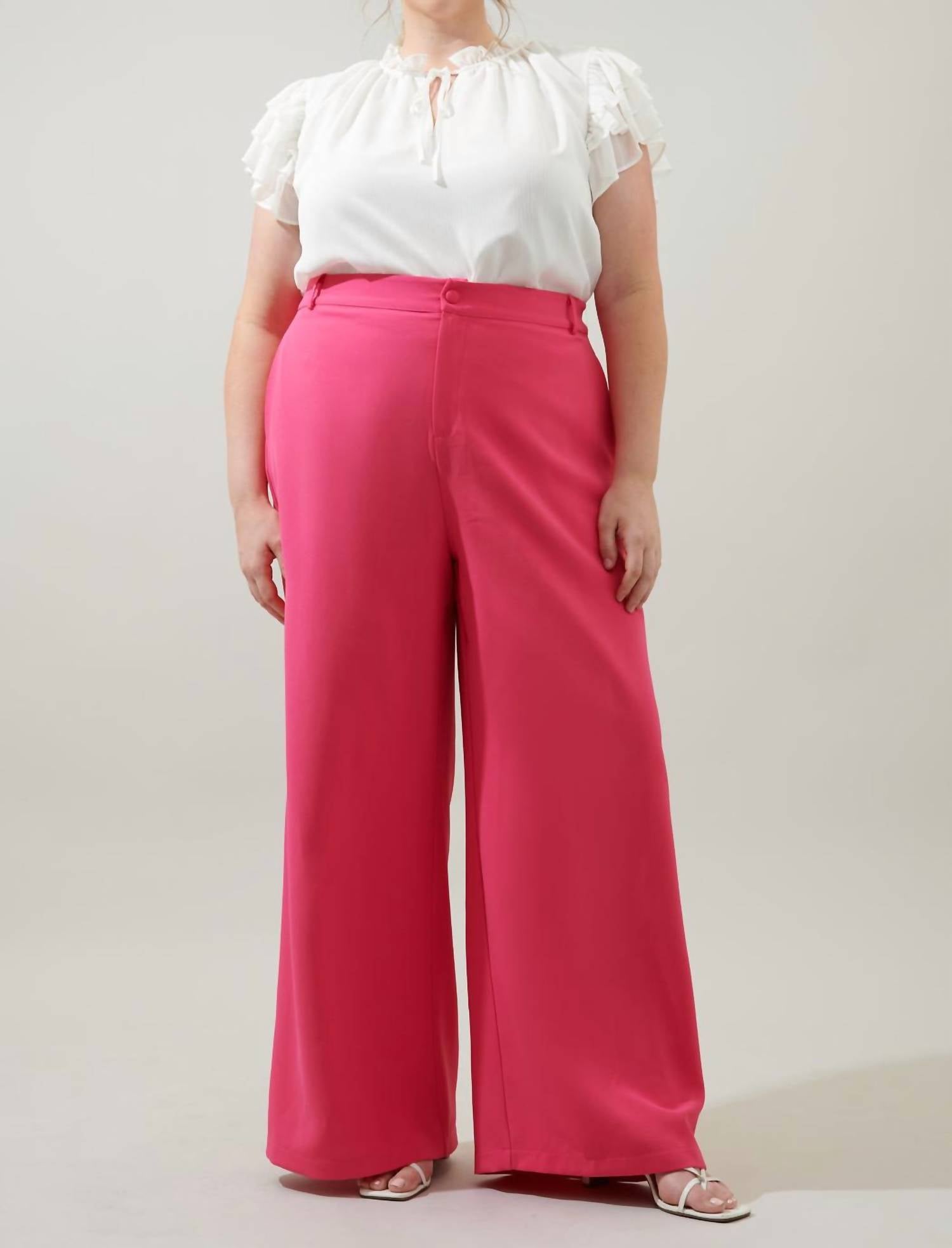 Sugarlips - Chelsea Belted Wide Leg Trousers Curve