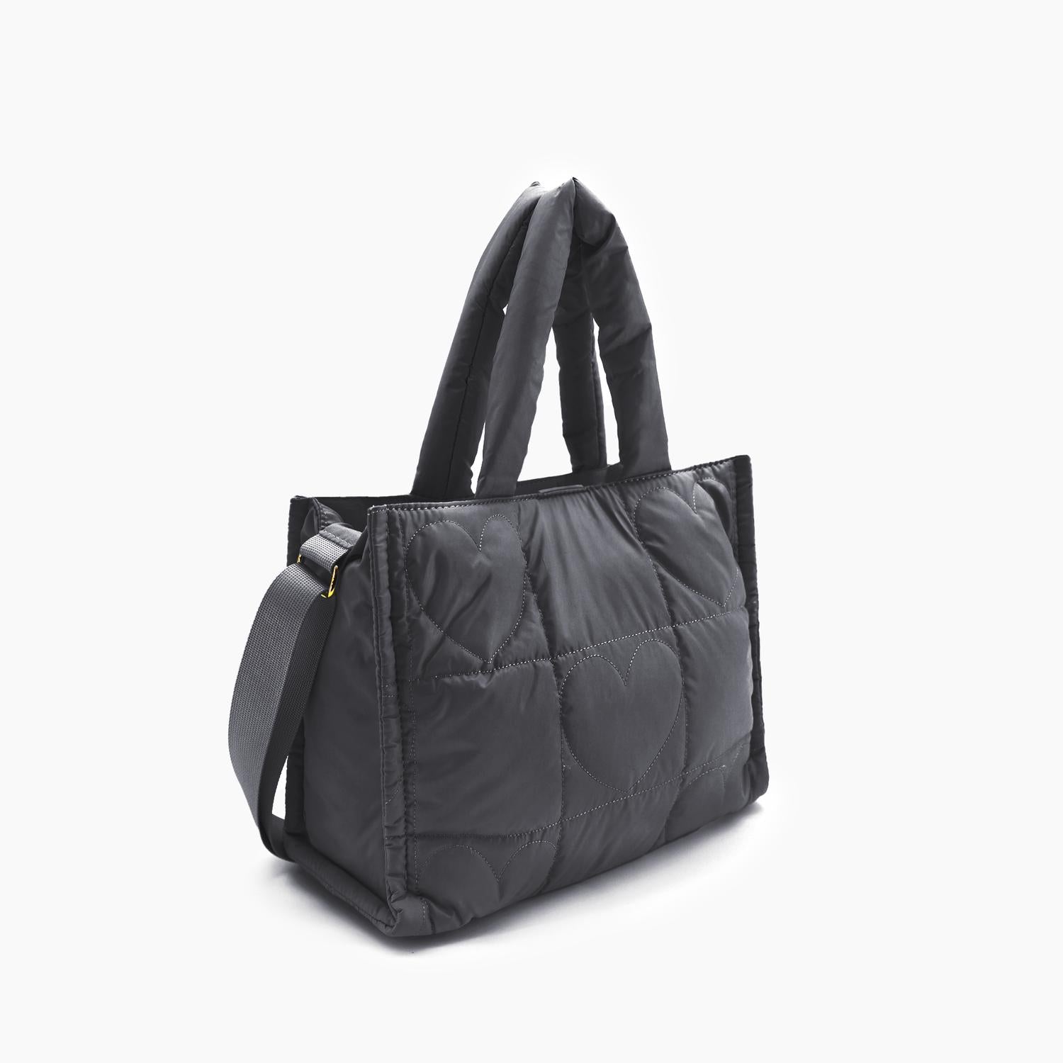 Like Dreams - Women's Kiara Quilted Puffer Heart-embossed Tote Bag
