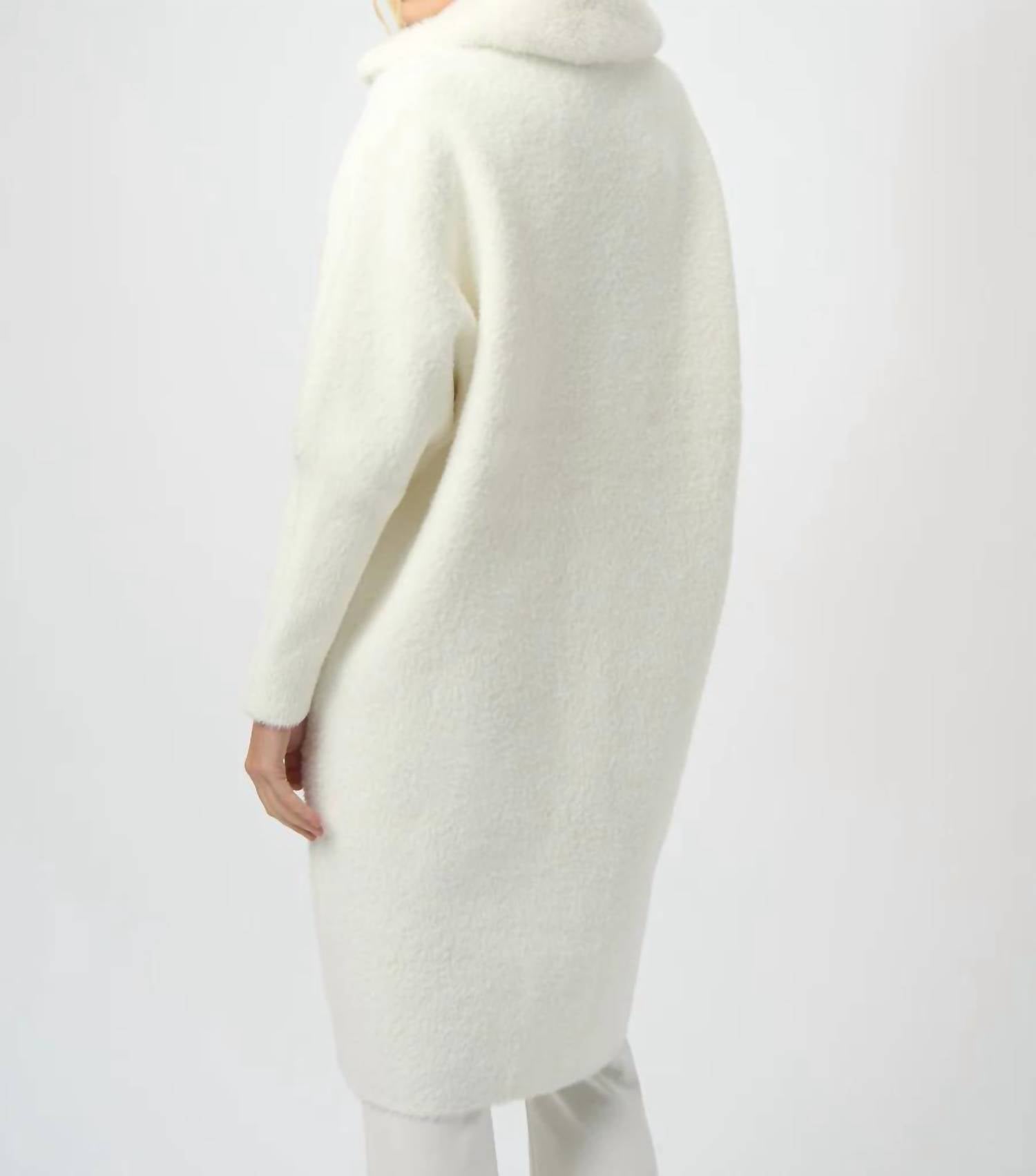 Joseph Ribkoff - Notched Collar Long Sleeves Faux Fur Coat