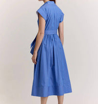 Hinson Wu Annabelle Pencil Stripe Dress in lake blue - women's dress - detail view