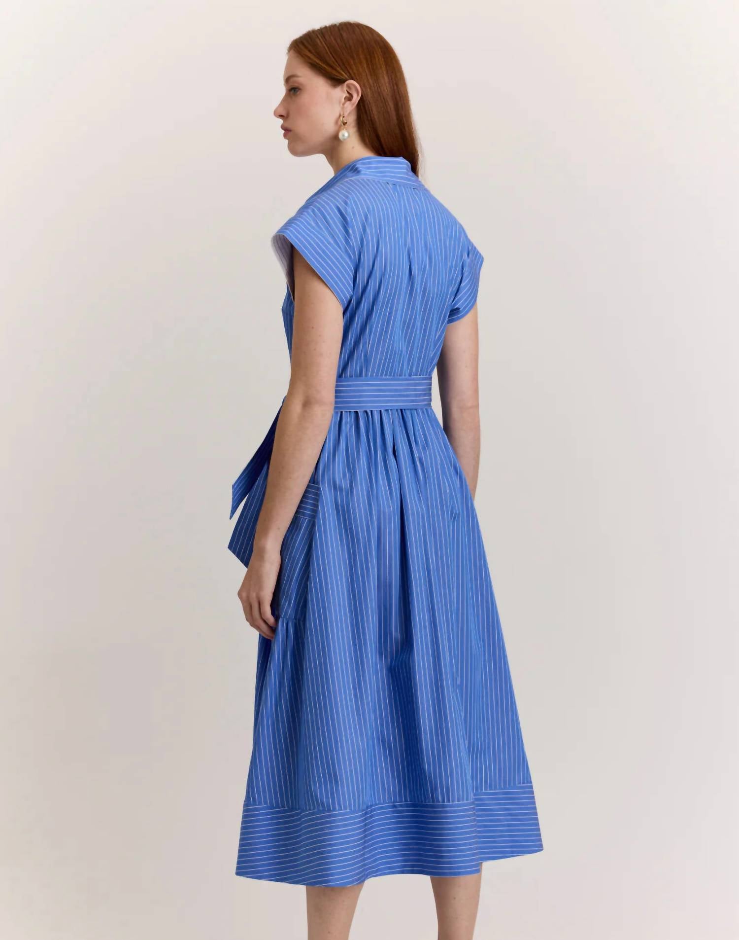 Hinson Wu Annabelle Pencil Stripe Dress in lake blue - women's dress - alternate view