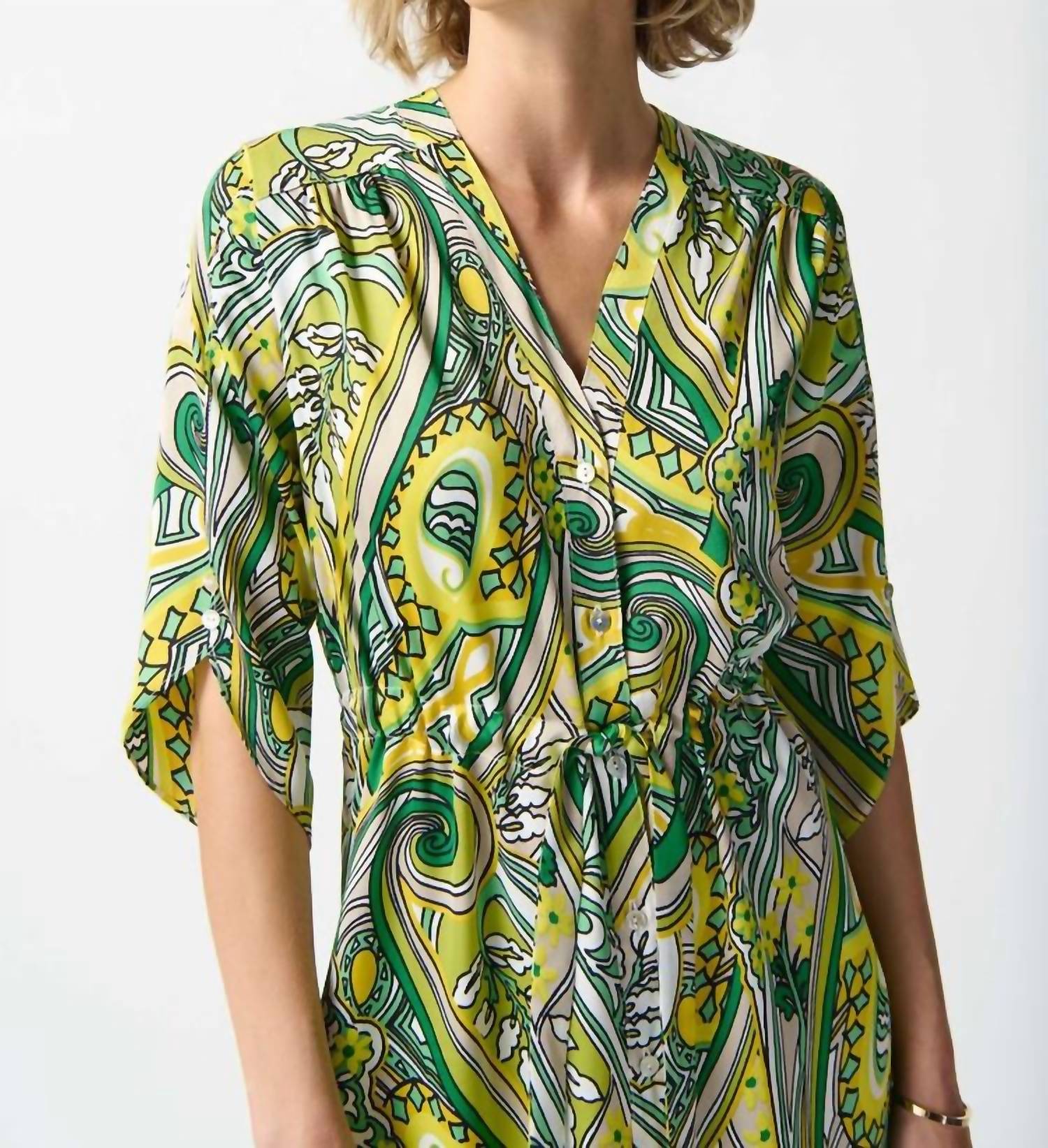 Joseph Ribkoff - SATIN PAISLEY PRINT SHIRT DRESS