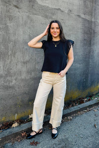 Flying Monkey - High Rise Side Panel Crop Cuffed Barrel Jeans