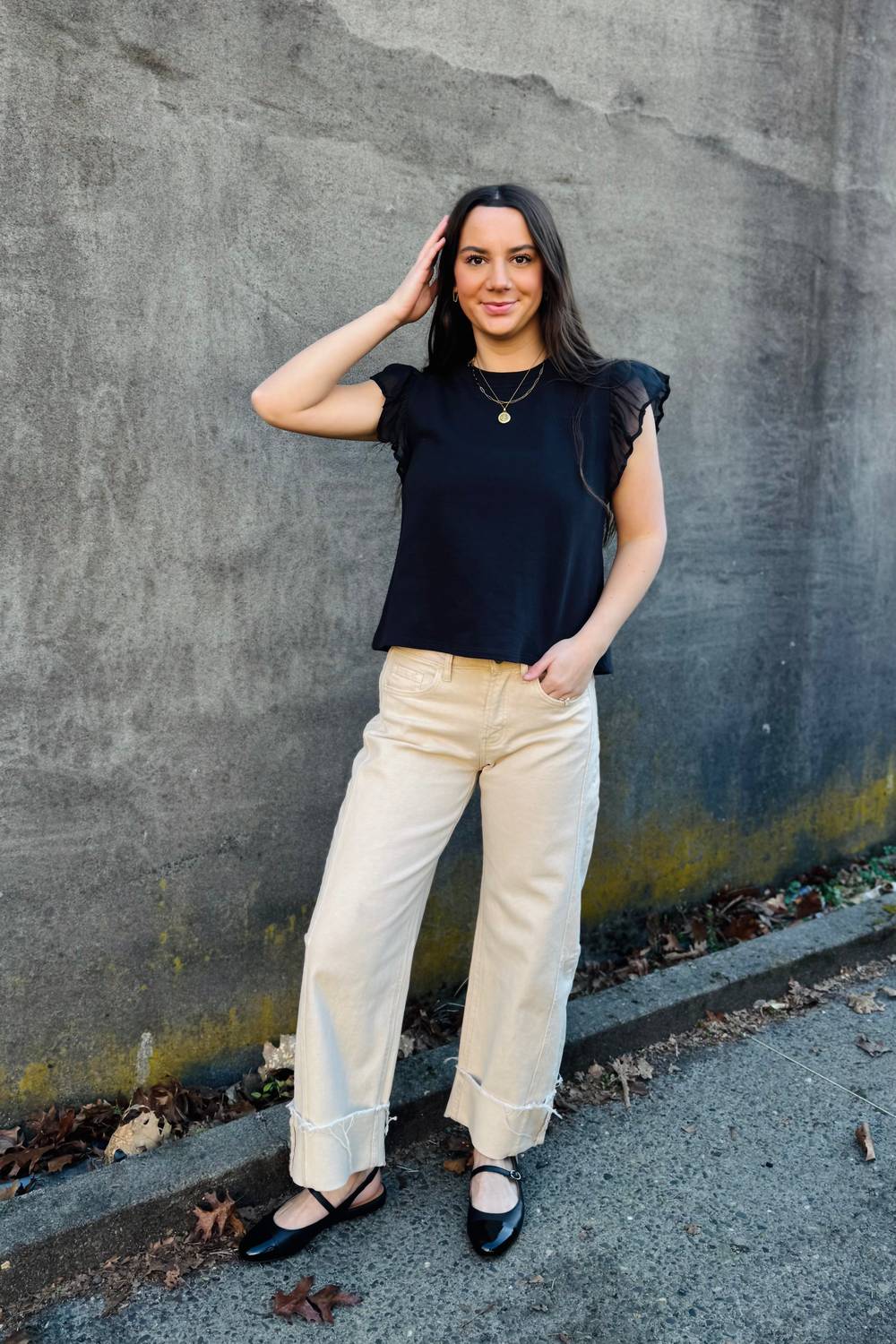 Flying Monkey - High Rise Side Panel Crop Cuffed Barrel Jeans